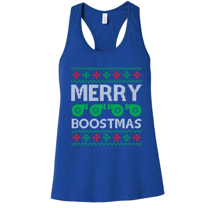 Engine Car Tuning Ugly Christmas Merry Boostmas Gift Women's Racerback Tank