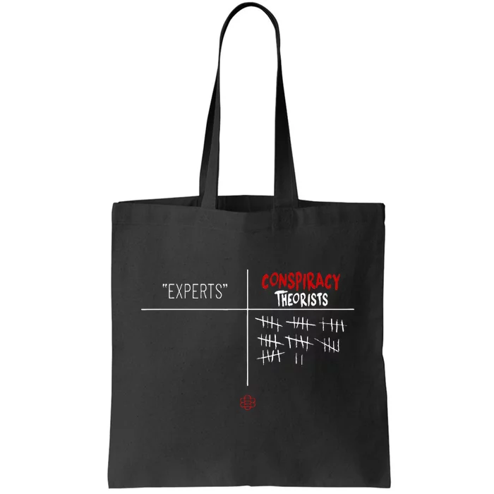 Experts Conspiracy Theorists White And Red Text Tote Bag