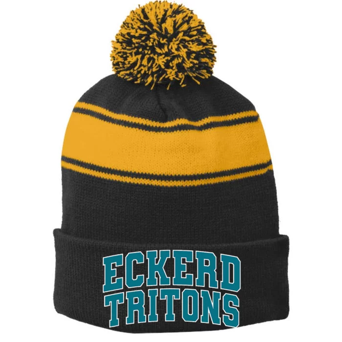 Eckerd College Tritons Stripe Pom Pom Beanie