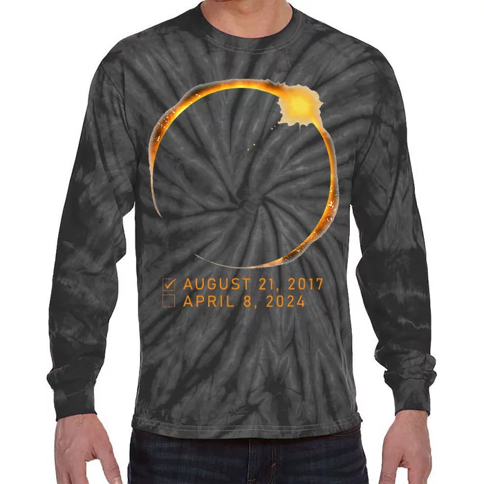 Eclipse Checklist Total Solar Eclipse April 8 2024 Eclipse Tie-Dye Long Sleeve Shirt