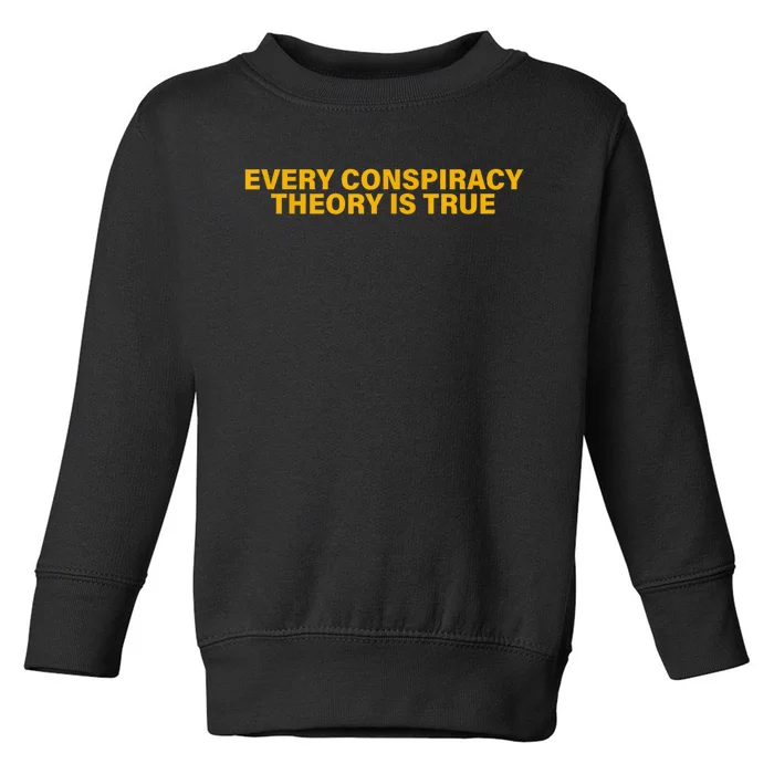 Every Conspiracy Theory Is True Funny Toddler Sweatshirt