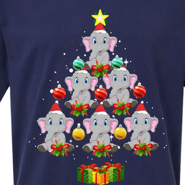 Elephants Christmas Tree Ornaments Santa Funny Xmas Pajama Sueded Cloud Jersey T-Shirt