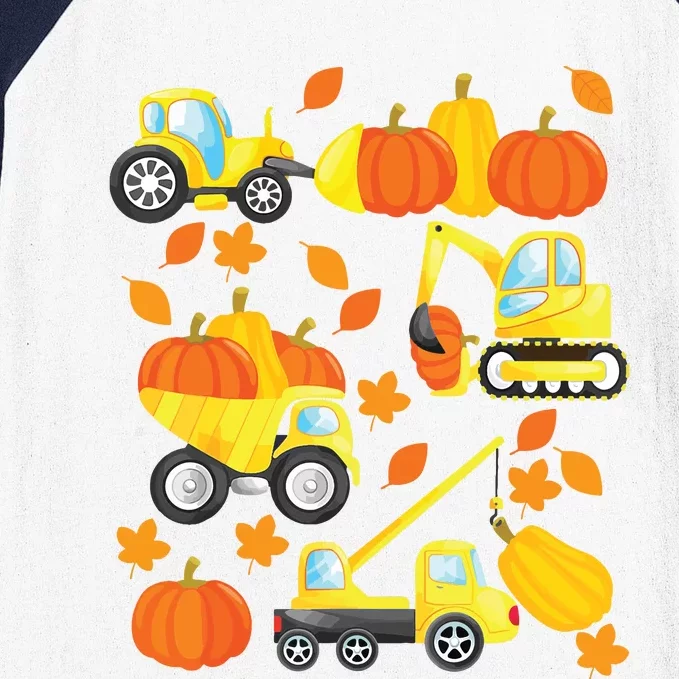 Excavator Construction Vehicles Pumpkin Halloween Boy Kids Baseball Sleeve Shirt