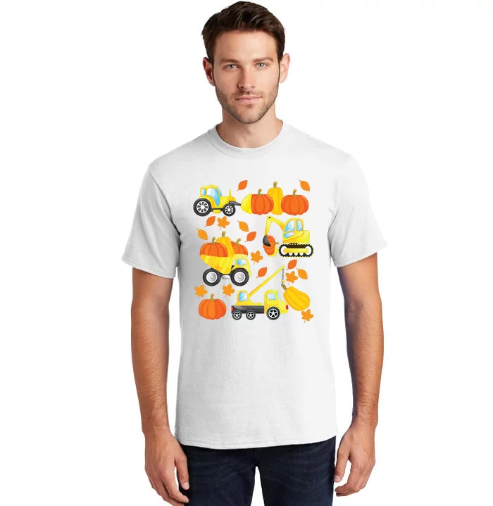 Excavator Construction Vehicles Pumpkin Halloween Boy Kids Tall T-Shirt