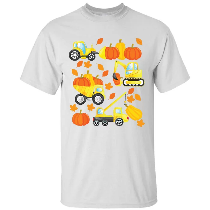 Excavator Construction Vehicles Pumpkin Halloween Boy Kids Tall T-Shirt