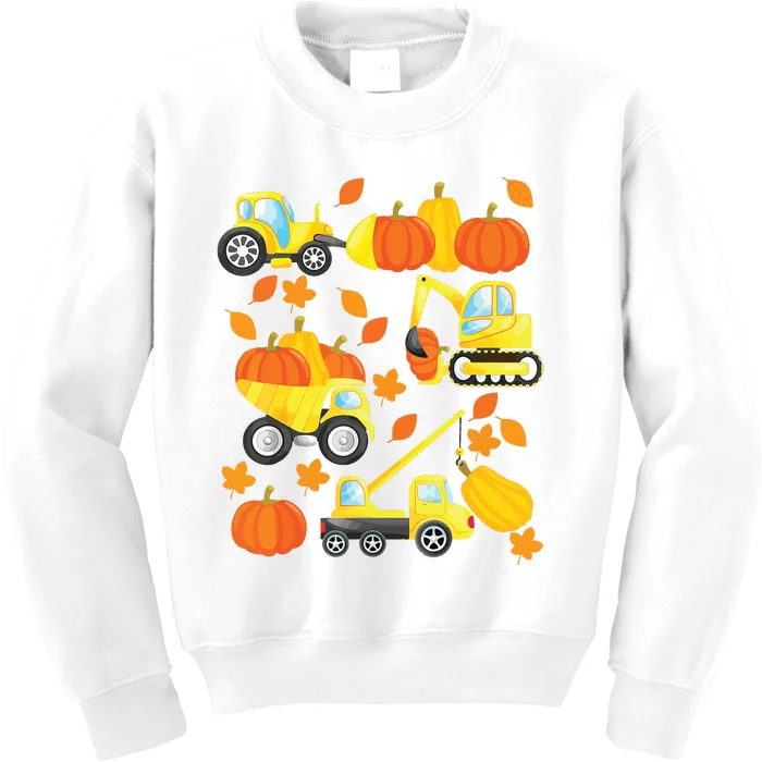 Excavator Construction Vehicles Pumpkin Halloween Boy Kids Kids Sweatshirt