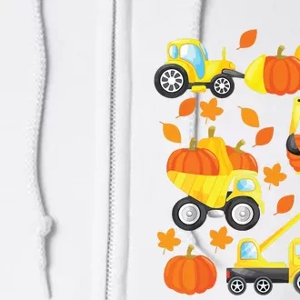 Excavator Construction Vehicles Pumpkin Halloween Boy Kids Full Zip Hoodie