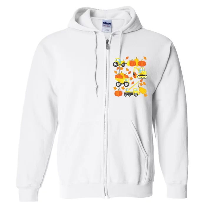 Excavator Construction Vehicles Pumpkin Halloween Boy Kids Full Zip Hoodie