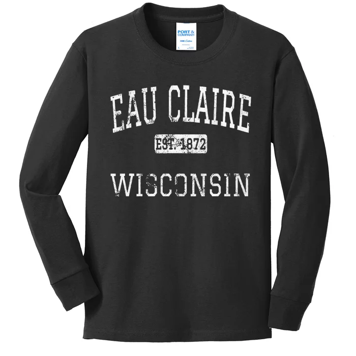 Eau Claire Wisconsin Wi Vintage Kids Long Sleeve Shirt