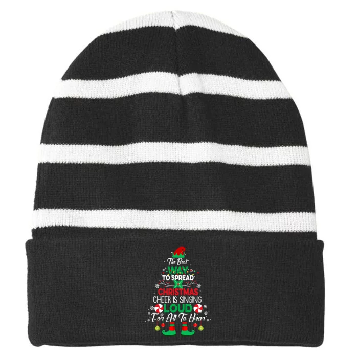 Elf Christmas Xmas The Best Way To Spread Christmas Cheer Striped Beanie with Solid Band