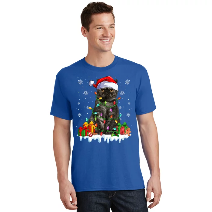 Exotic Cat Xmas Light Christmas Kitten Lover Gift T-Shirt