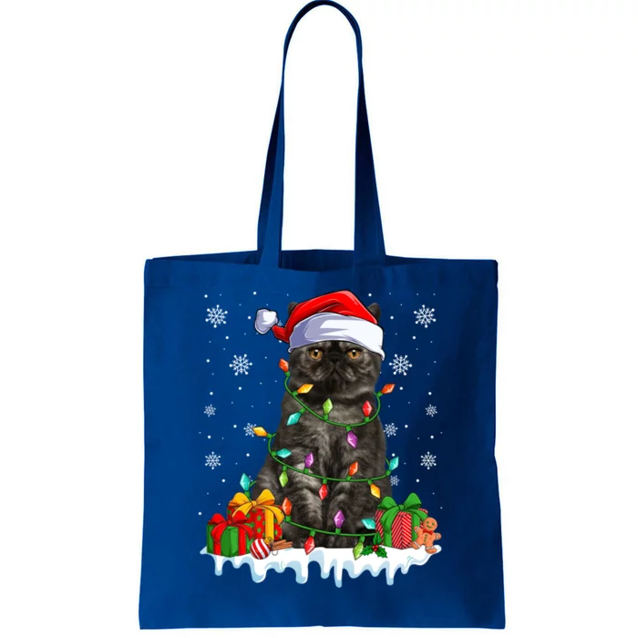 Exotic Cat Xmas Light Christmas Kitten Lover Gift Tote Bag