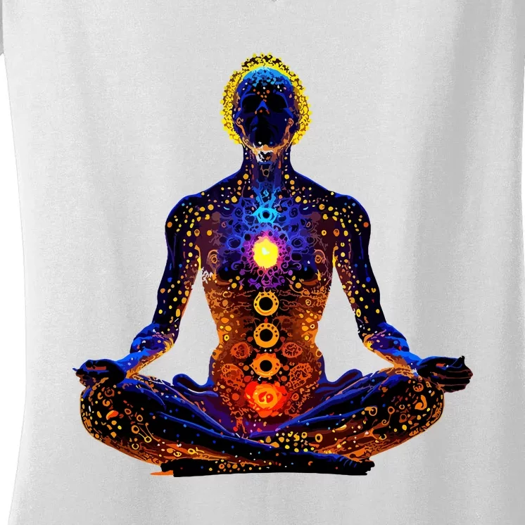 Energy Chakra Yoga Meditation Spiritual Women's V-Neck T-Shirt