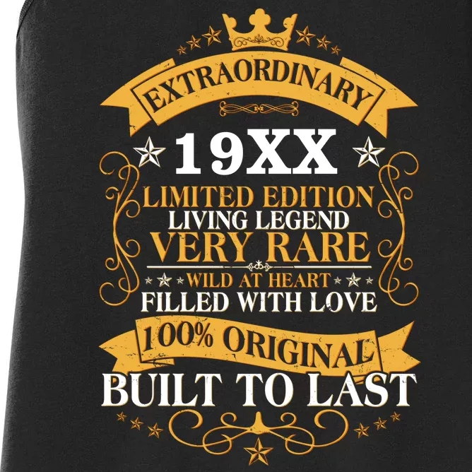 Extraordinary Custom Year Limited Edition Built To Last Personalize Birthday Women's Racerback Tank