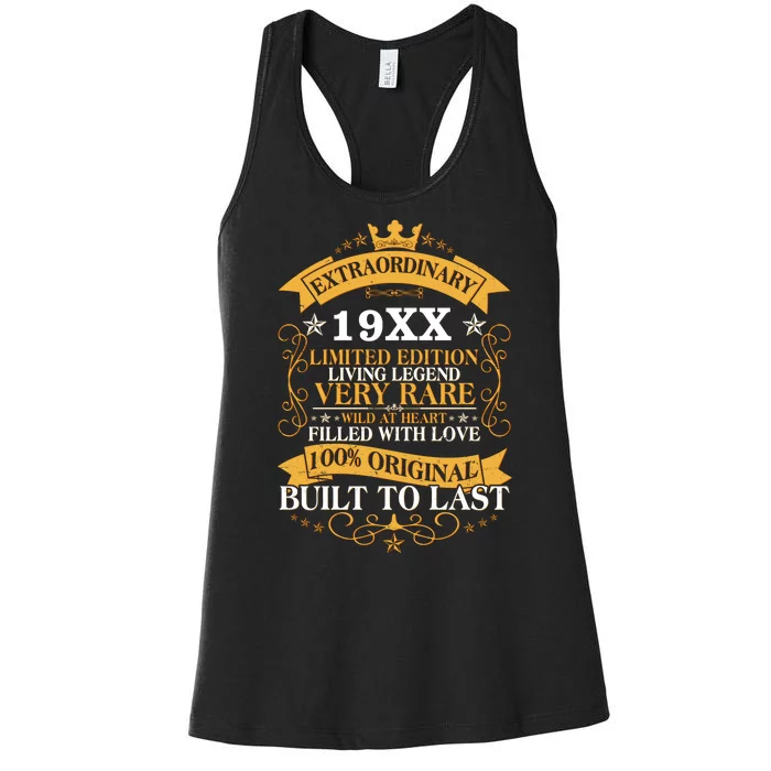 Extraordinary Custom Year Limited Edition Built To Last Personalize Birthday Women's Racerback Tank