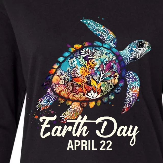 Earth Day 2024 Restore Earth Sea Turtle Art Save The Planet Womens Cotton Relaxed Long Sleeve T-Shirt