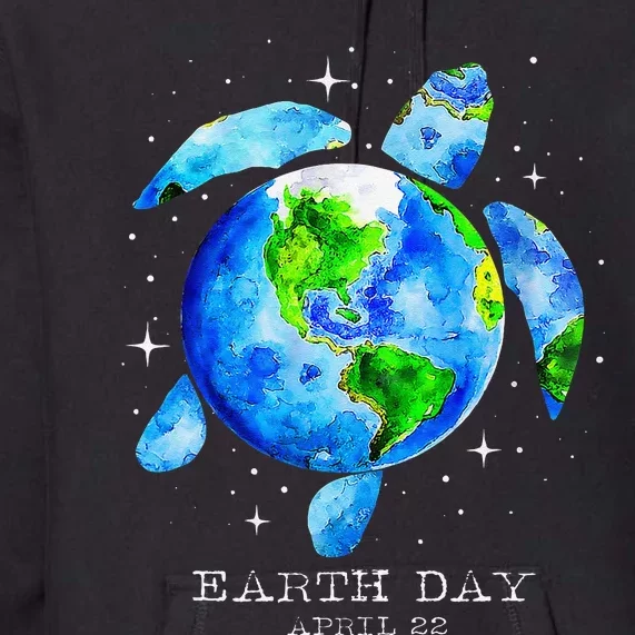 Earth Day 2024 Restore Earth Sea Turtle Art Save The Planet Gift Premium Hoodie