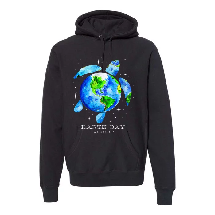 Earth Day 2024 Restore Earth Sea Turtle Art Save The Planet Gift Premium Hoodie