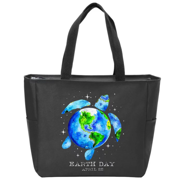 Earth Day 2024 Restore Earth Sea Turtle Art Save The Planet Gift Zip Tote Bag