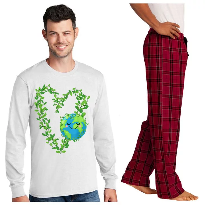 Earth Day 2024 Heart Earth Day Long Sleeve Pajama Set