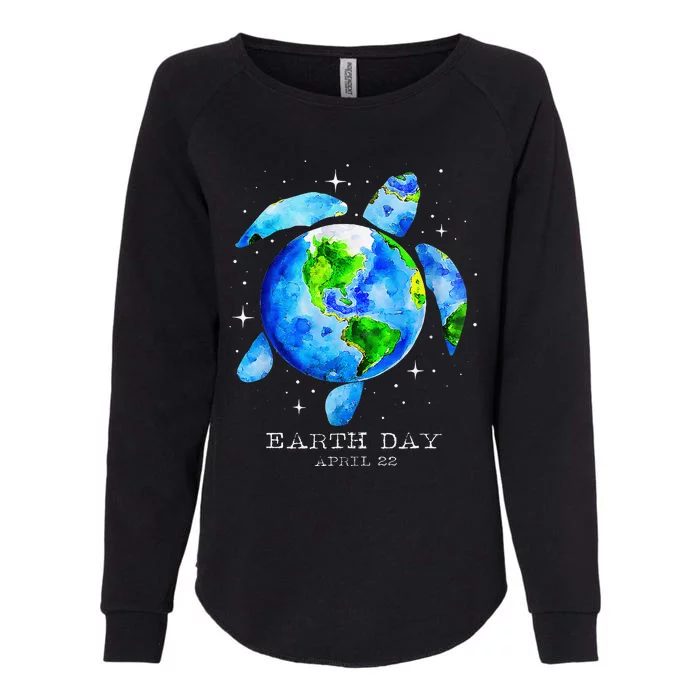 Earth Day 2024 Restore Earth Sea Turtle Art Save The Planet Womens California Wash Sweatshirt