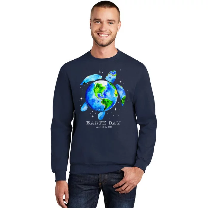 Earth Day 2024 Restore Earth Sea Turtle Art Save The Planet Sweatshirt