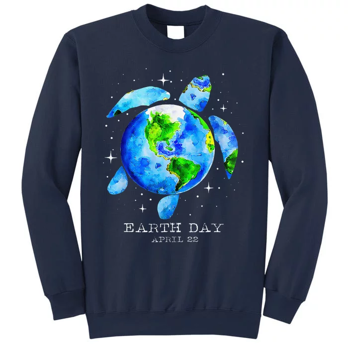 Earth Day 2024 Restore Earth Sea Turtle Art Save The Planet Sweatshirt