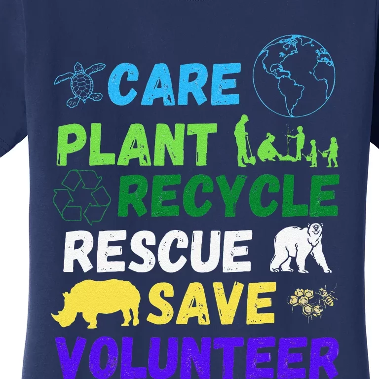 Earth Day 2023 Save Bees Rescue Animals Plant Trees Recycle Women's T-Shirt