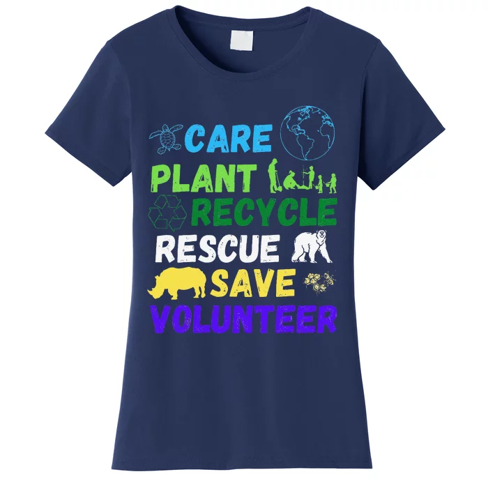 Earth Day 2023 Save Bees Rescue Animals Plant Trees Recycle Women's T-Shirt