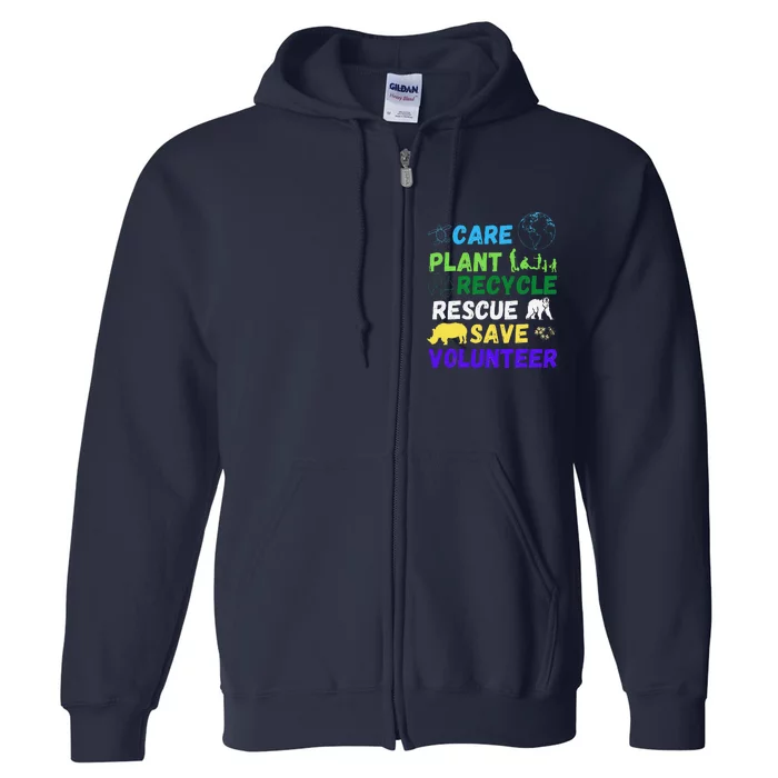 Earth Day 2023 Save Bees Rescue Animals Plant Trees Recycle Full Zip Hoodie