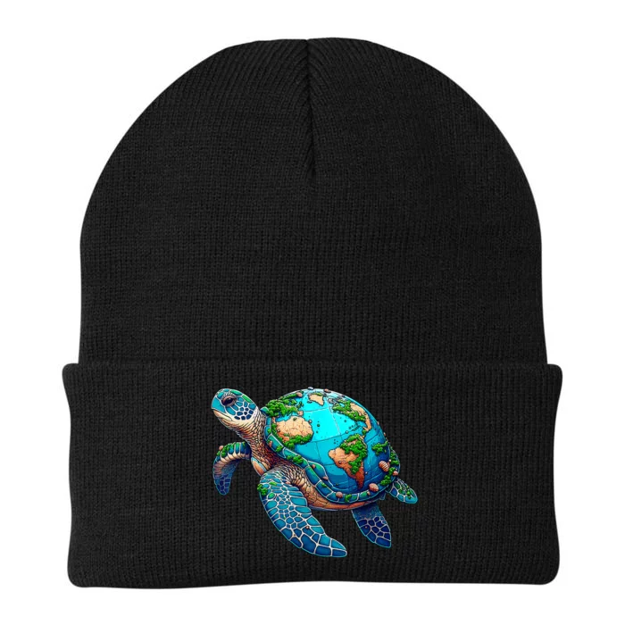 Earth Day 2024 Restore Earth Sea Turtle Art Save The Planet Knit Cap Winter Beanie