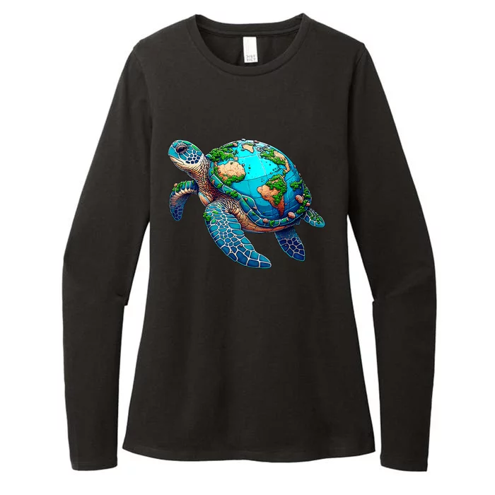 Earth Day 2024 Restore Earth Sea Turtle Art Save The Planet Womens CVC Long Sleeve Shirt