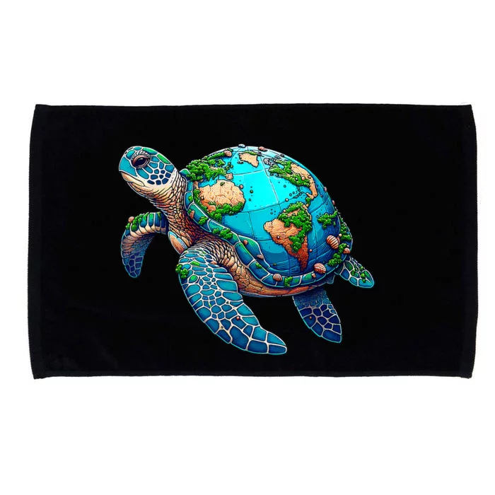 Earth Day 2024 Restore Earth Sea Turtle Art Save The Planet Microfiber Hand Towel