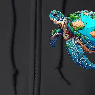 Earth Day 2024 Restore Earth Sea Turtle Art Save The Planet Full Zip Hoodie