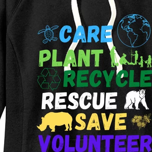 Earth Day 2024 Save Bees Rescue Animals Plant Trees Recycle Women's Fleece Hoodie