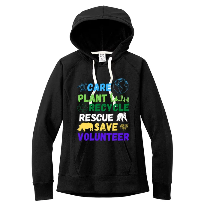 Earth Day 2024 Save Bees Rescue Animals Plant Trees Recycle Women's Fleece Hoodie