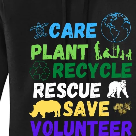 Earth Day 2024 Save Bees Rescue Animals Plant Trees Recycle Women's Pullover Hoodie