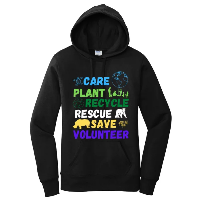 Earth Day 2024 Save Bees Rescue Animals Plant Trees Recycle Women's Pullover Hoodie