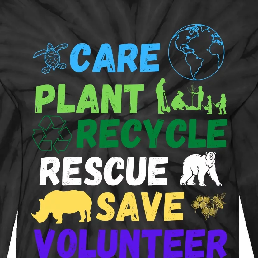 Earth Day 2024 Save Bees Rescue Animals Plant Trees Recycle Tie-Dye Long Sleeve Shirt