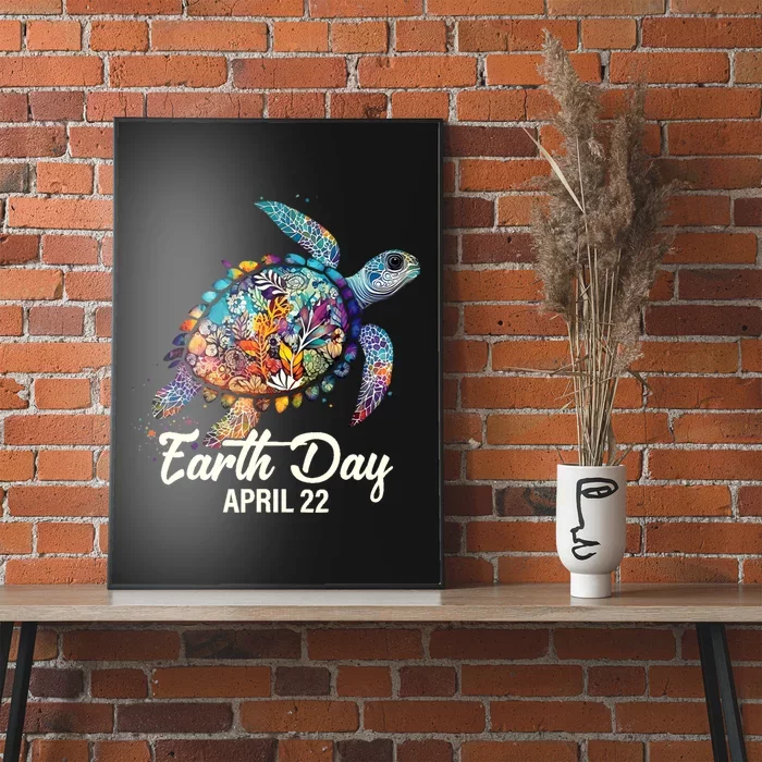 Earth Day 2024 Restore Earth Sea Turtle Art Save The Planet Poster