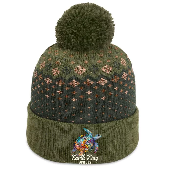 Earth Day 2024 Restore Earth Sea Turtle Art Save The Planet The Baniff Cuffed Pom Beanie