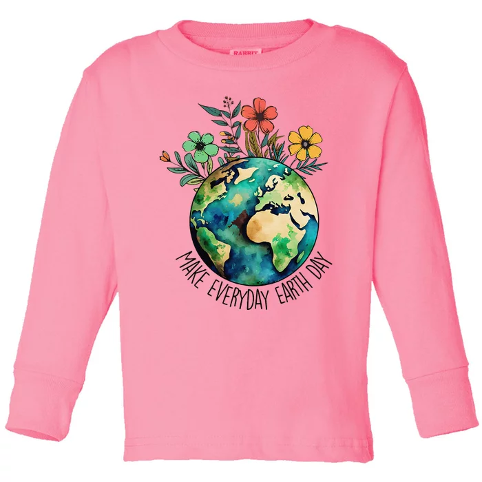 Earth Day 2024 Funny Earth Day Make Everyday Earth Day Toddler Long Sleeve Shirt