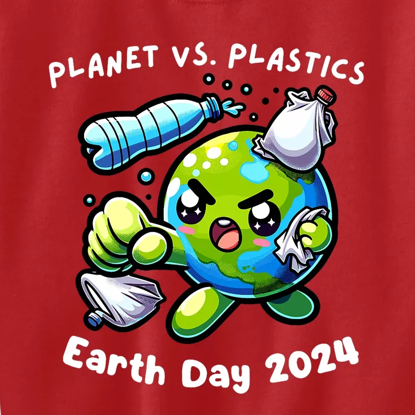 Earth Day 2024 Planet Vs Plastics Kids Sweatshirt