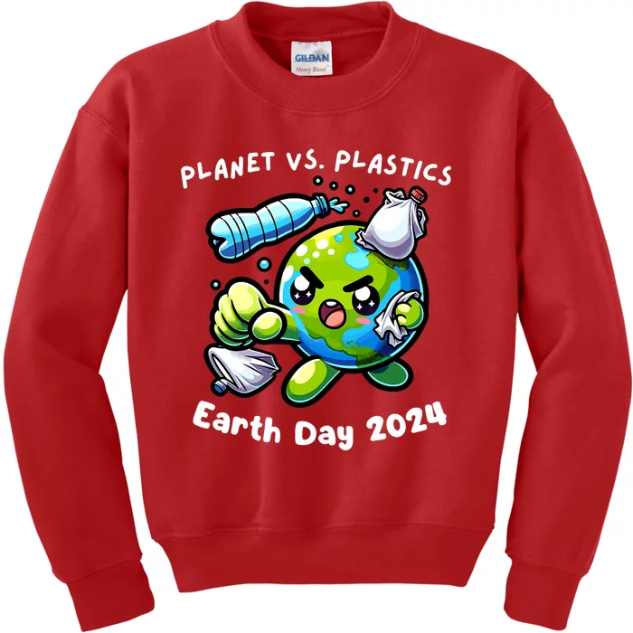 Earth Day 2024 Planet Vs Plastics Kids Sweatshirt