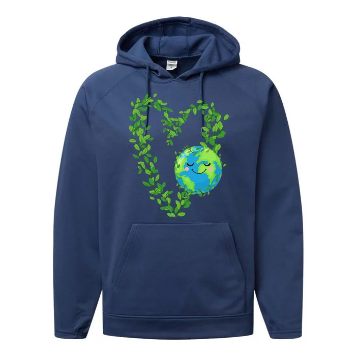 Earth Day 2024 Heart Earth Day Love Performance Fleece Hoodie