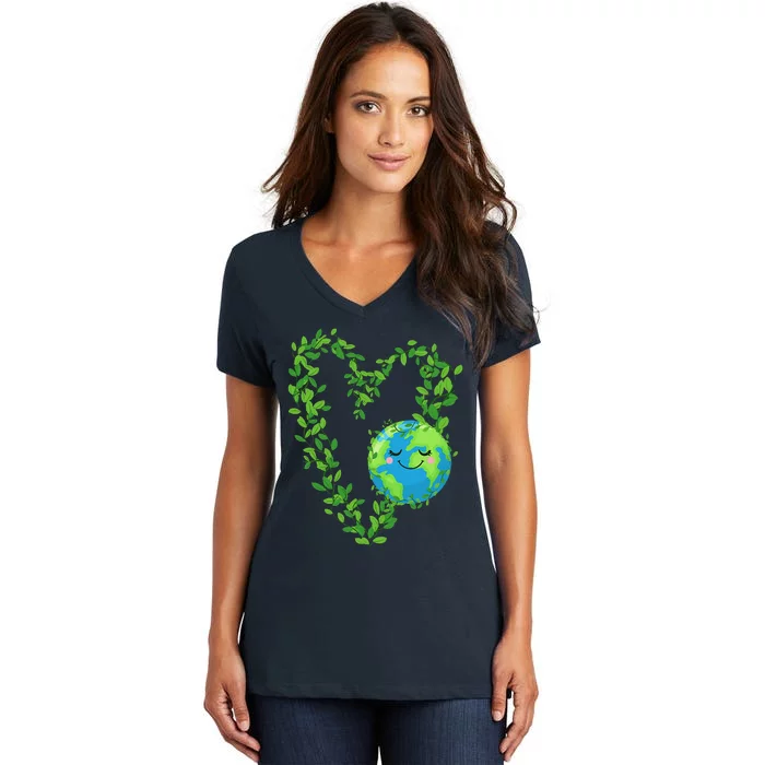 Earth Day 2024 Heart Earth Day Love Women's V-Neck T-Shirt