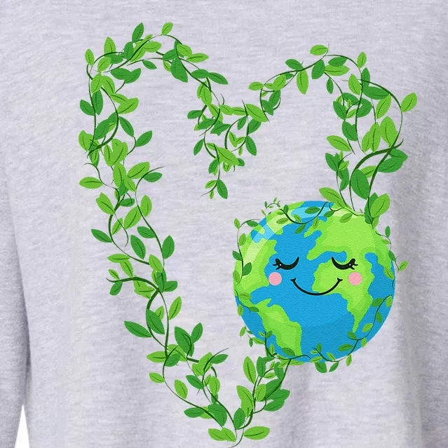 Earth Day 2024 Heart Earth Day Love Cropped Pullover Crew