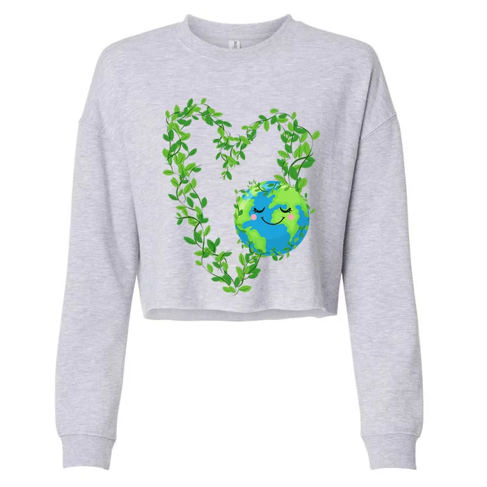 Earth Day 2024 Heart Earth Day Love Cropped Pullover Crew