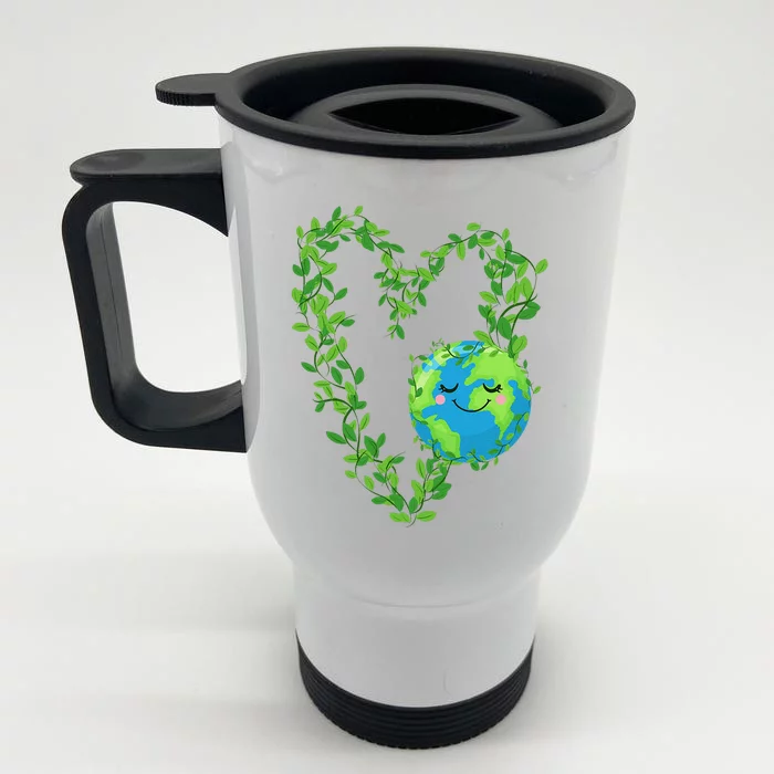 Earth Day 2024 Heart Earth Day Love Front & Back Stainless Steel Travel Mug