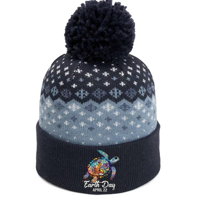 Earth Day 2024 Restore Earth Sea Turtle Art Save The Planet The Baniff Cuffed Pom Beanie